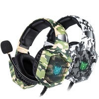 ONIKUMA K8 PS4 zestaw słuchawkowy kamuflaż casque przewodowy komputer Gamer słuchawki stereofoniczne do gier z mikrofonem LED Lights na XBox One/Laptop 1